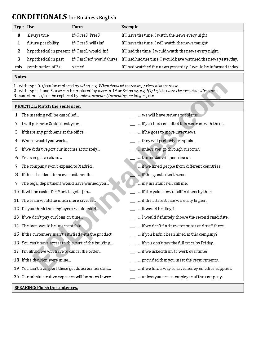 Conditionals  (for business English)