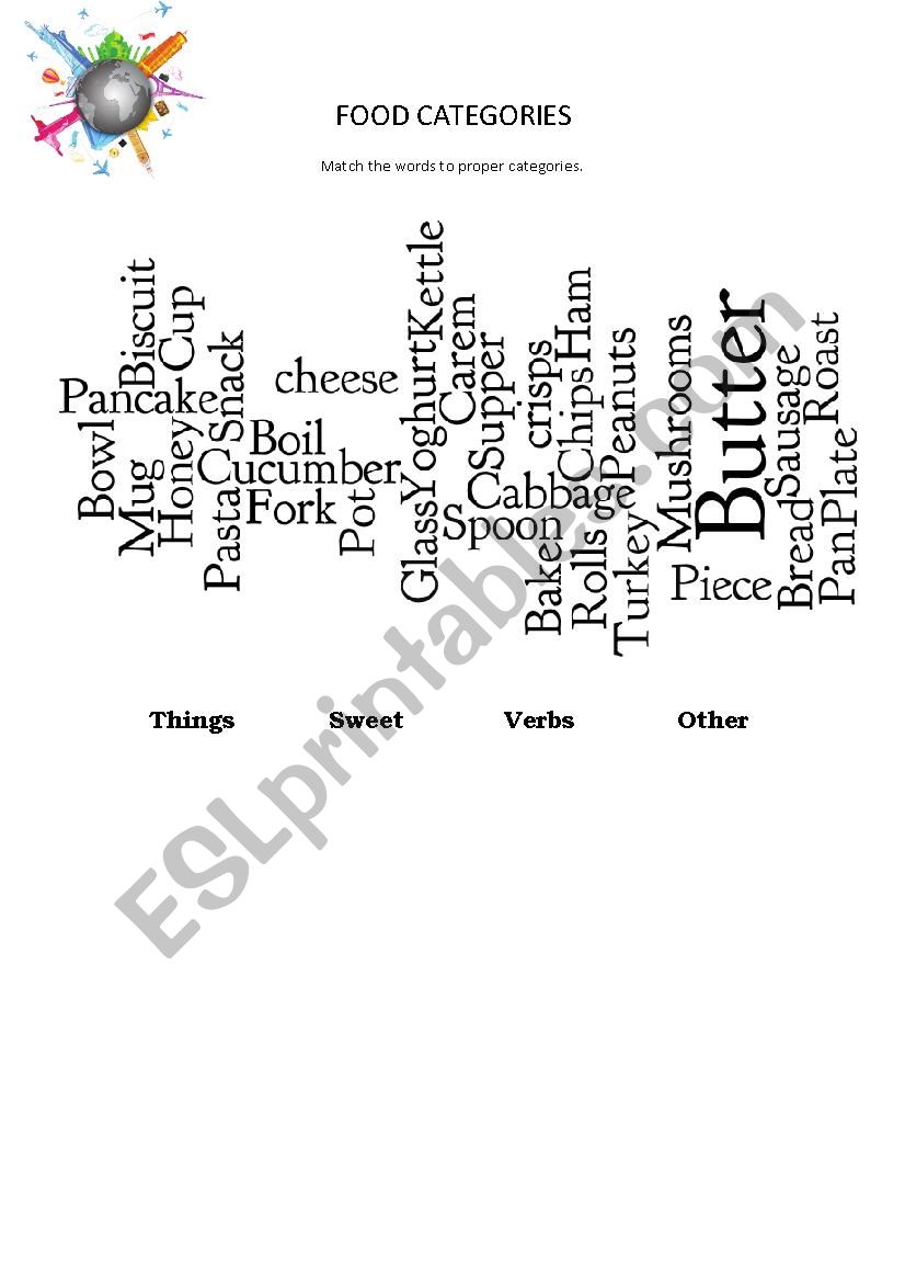 Food Vocabulary practice worksheet