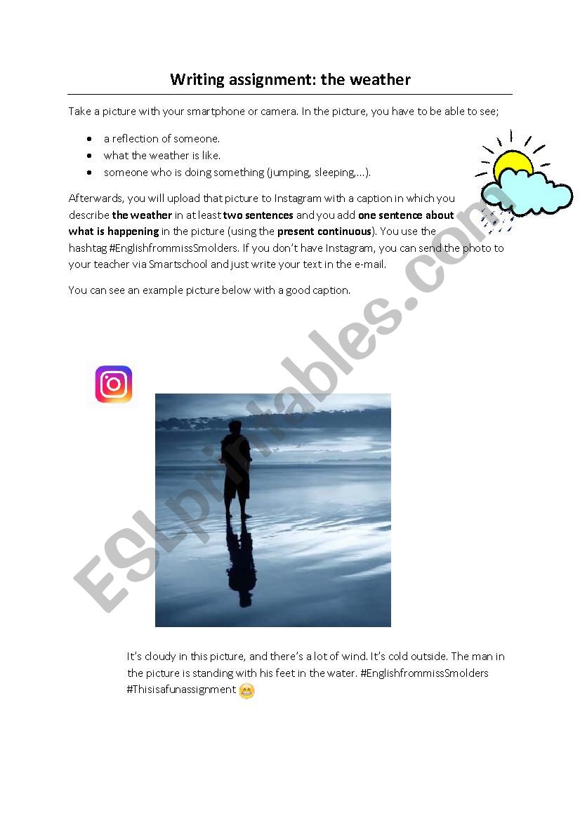 Instagram task the weather and present continuous