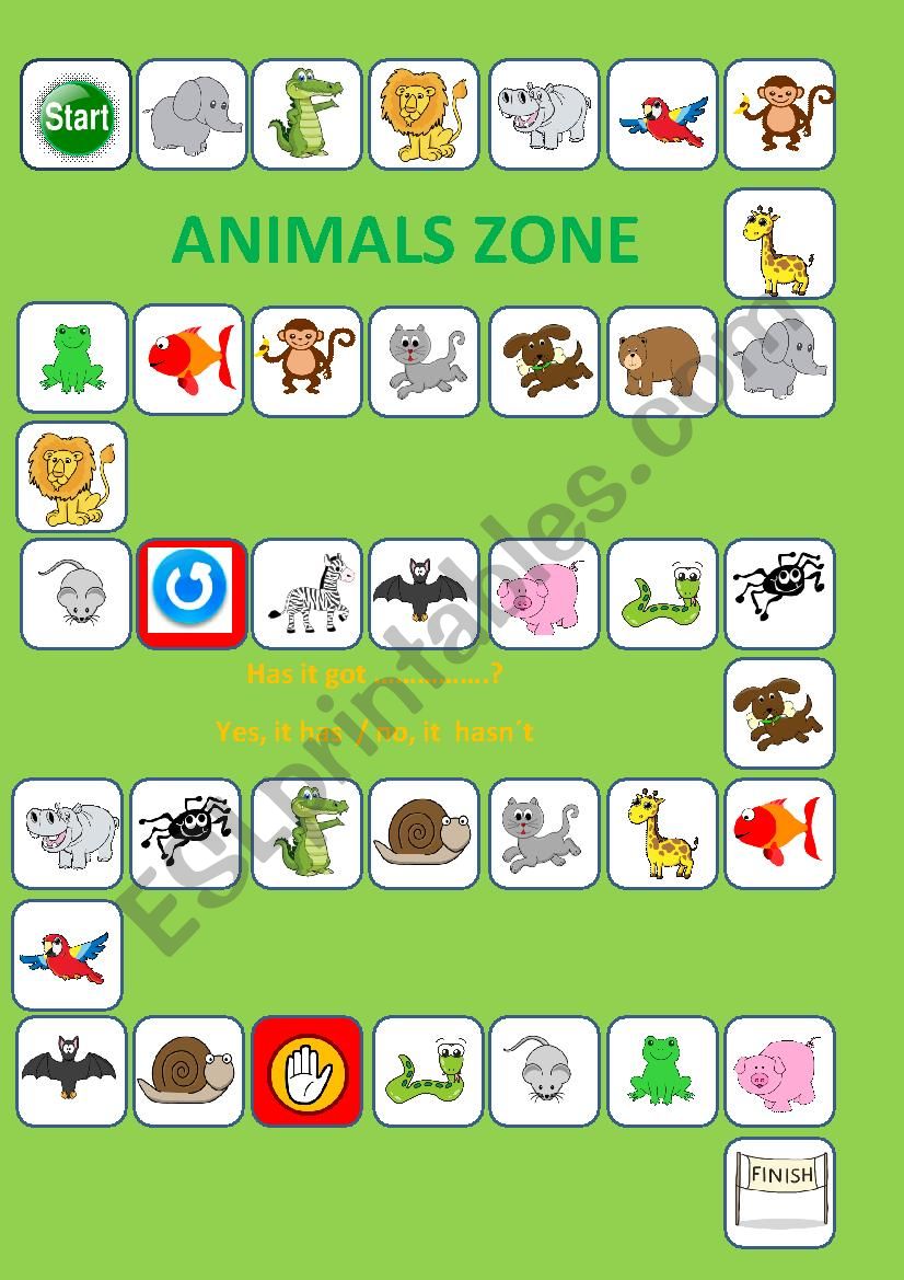 ANIMALS BOARD GAME I worksheet