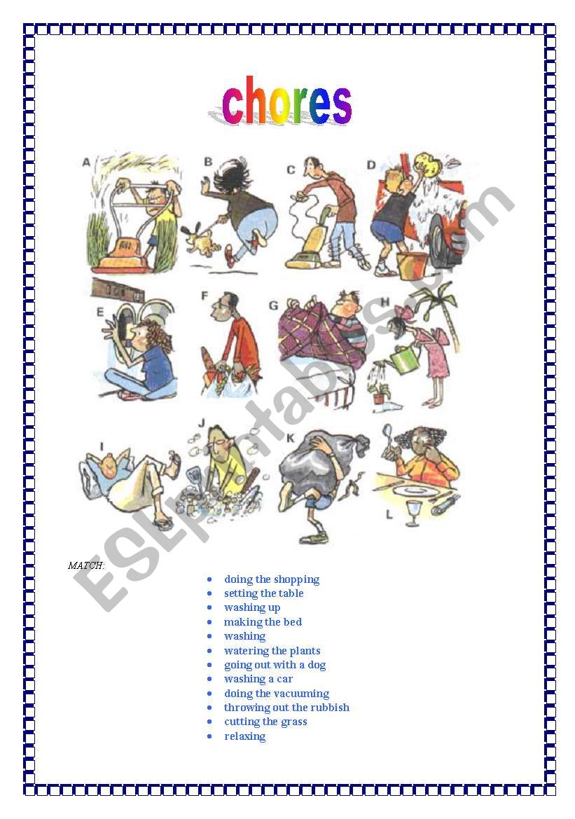 daily chores worksheet