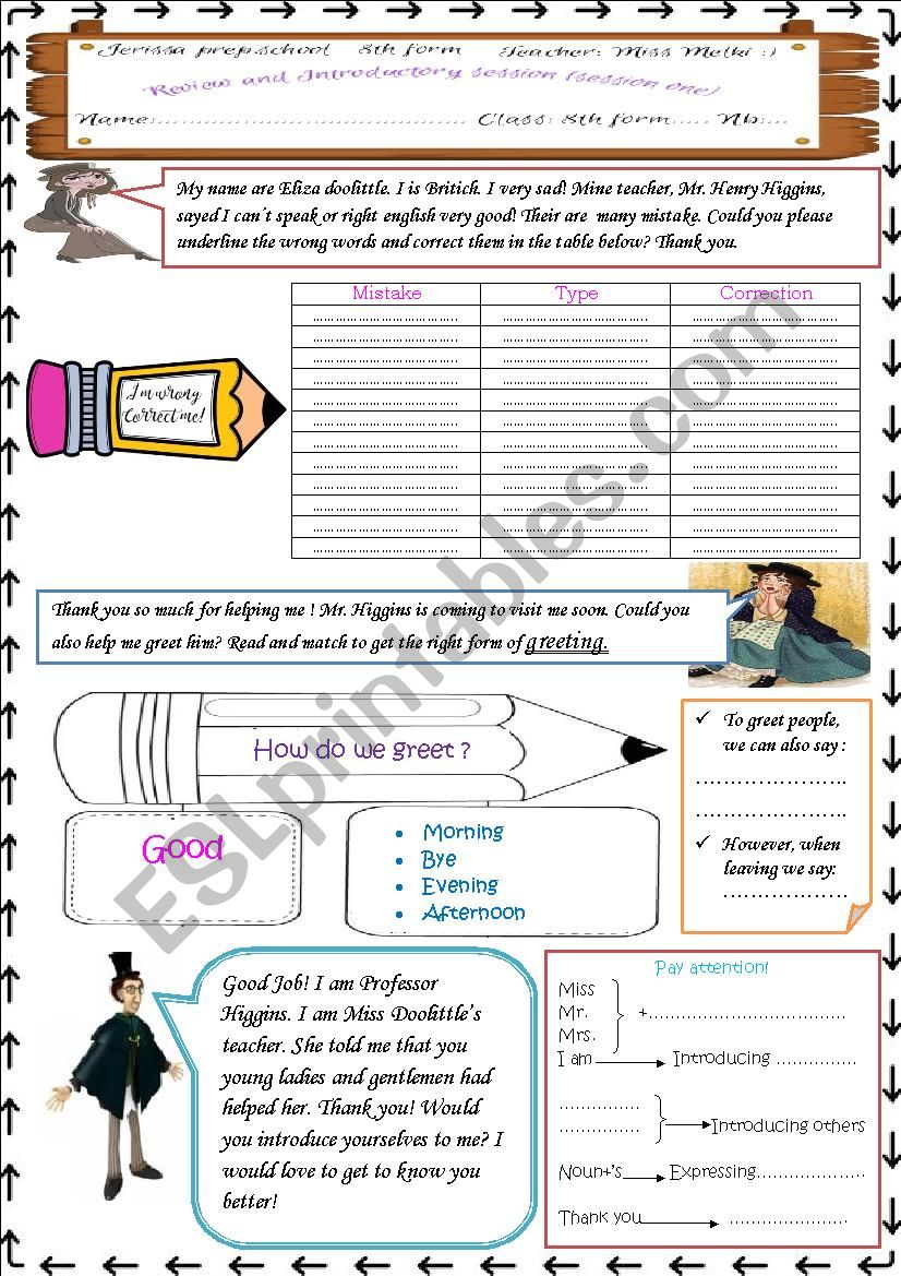 review and introductory lesson 8th form part one