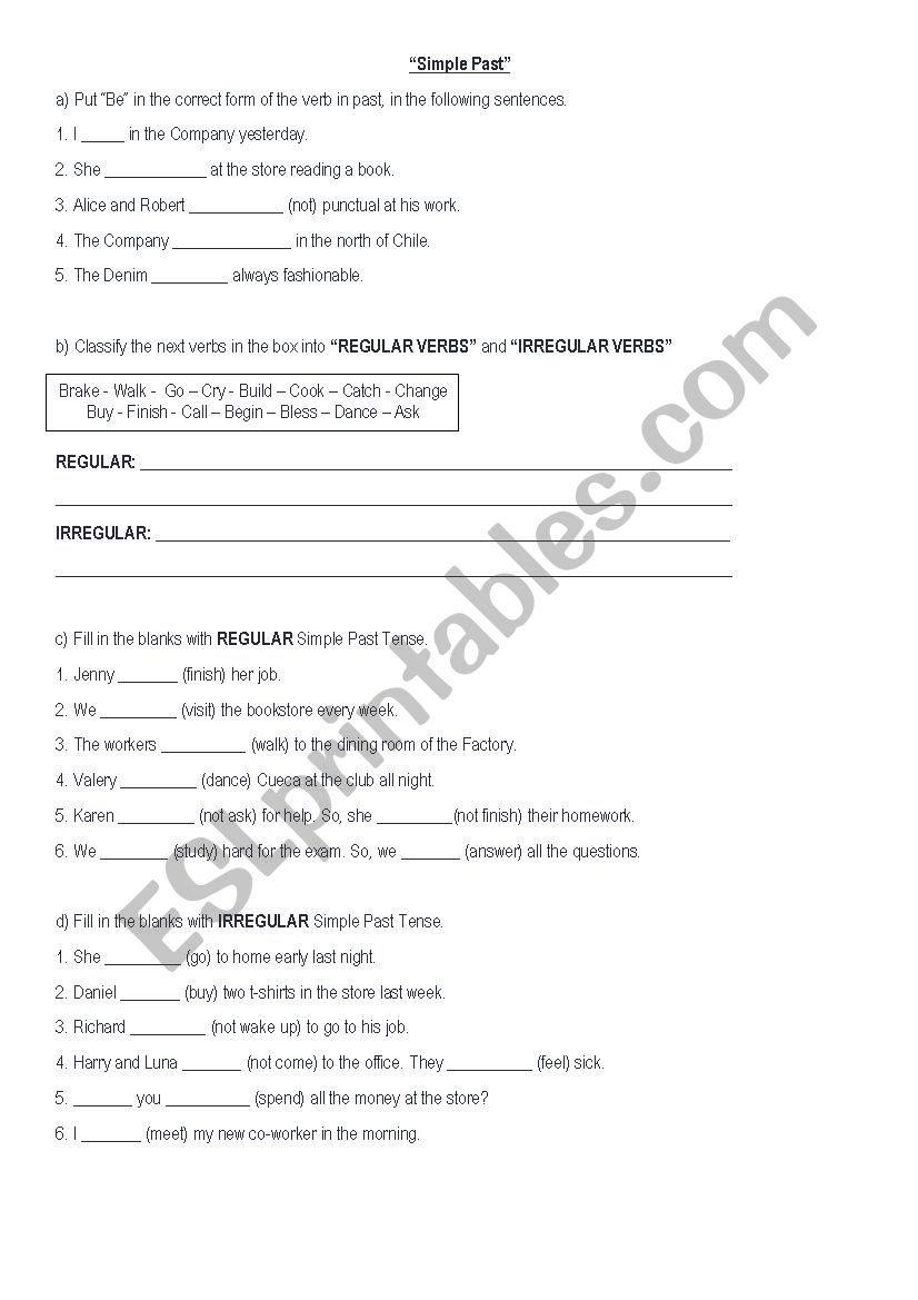 Simple Past Exercises worksheet