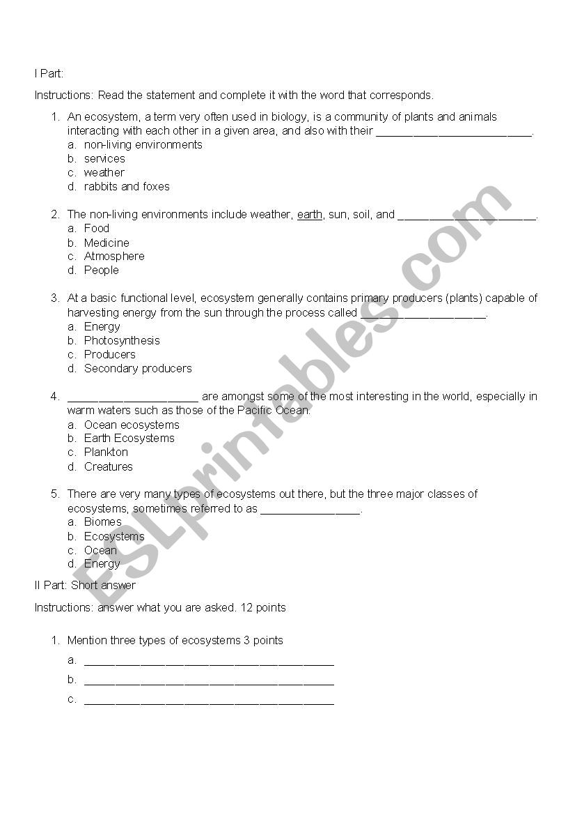 Egology worksheet