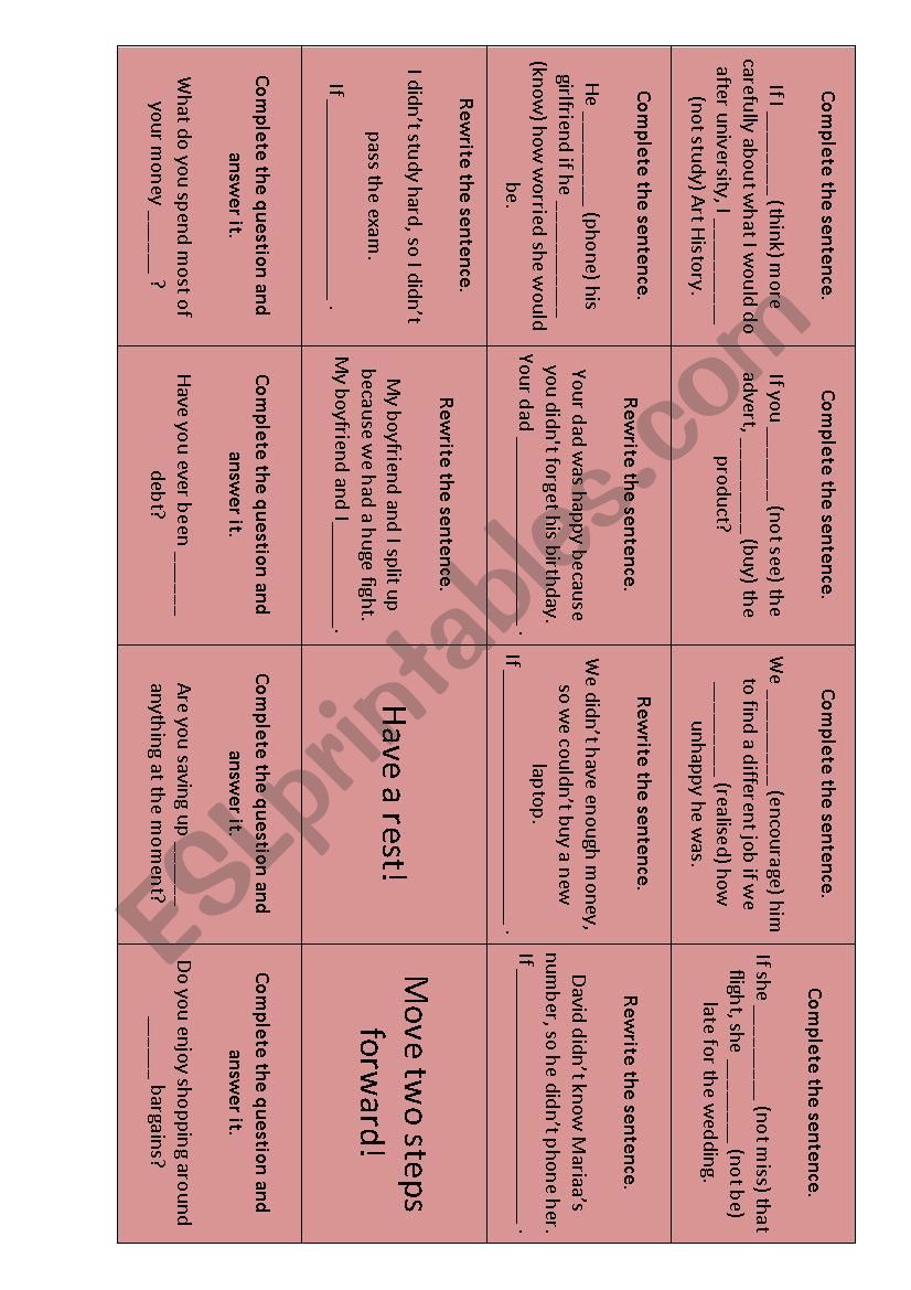 Revision board game for intermediate students