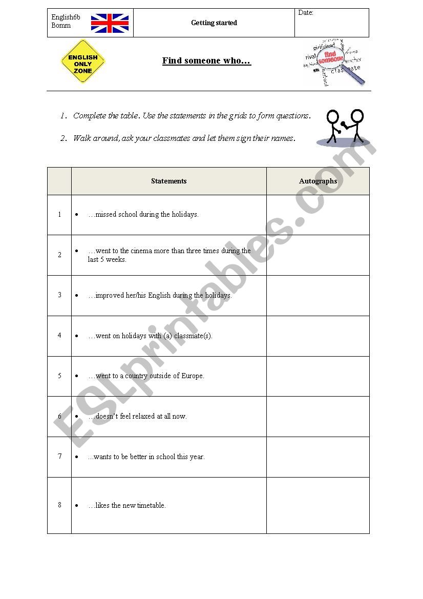 Getting Started - Autograpgs (After summer holidays)