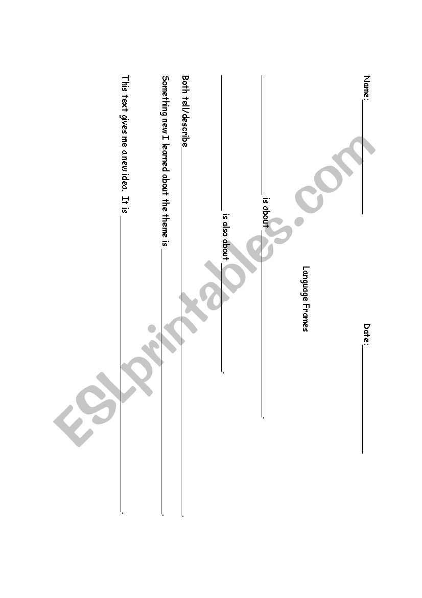 Language Frames worksheet