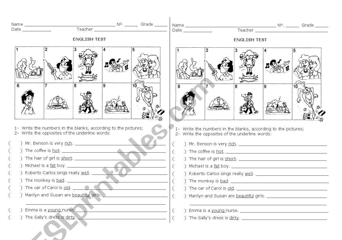 opposites worksheet