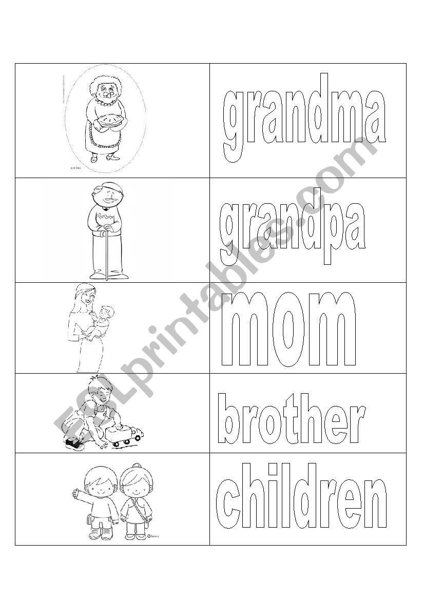 family memory game  worksheet