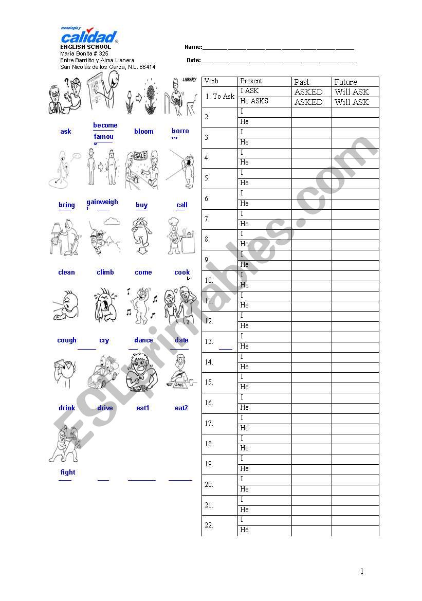 present, past and future simple conjugation 