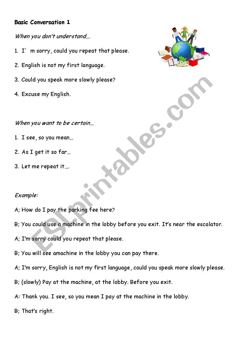 Conversation Basic 1 worksheet