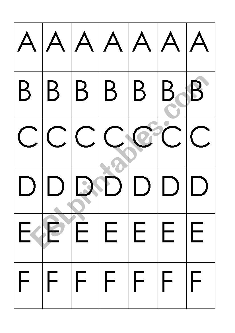 A-F capital small letter worksheet