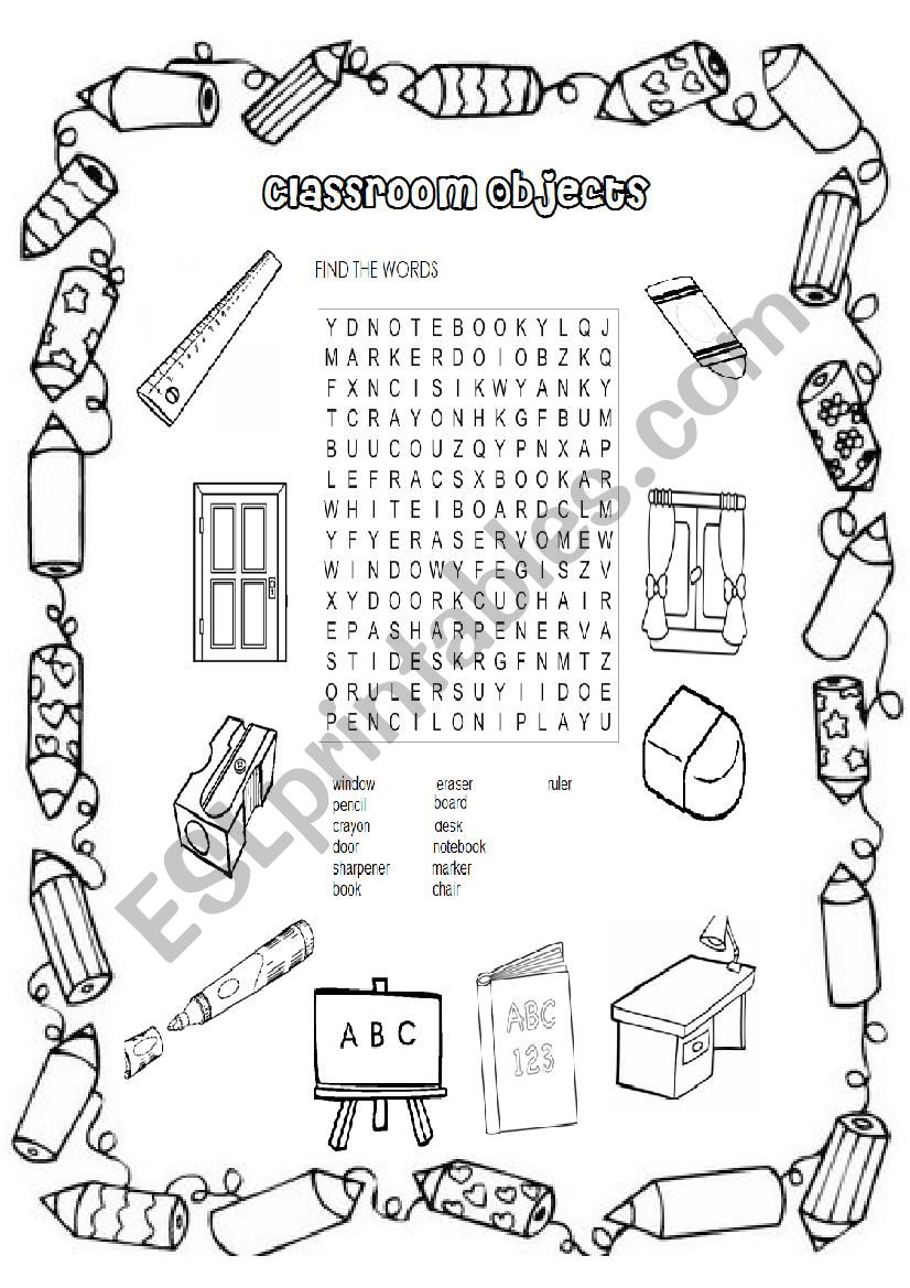 Classroom objects worksheet