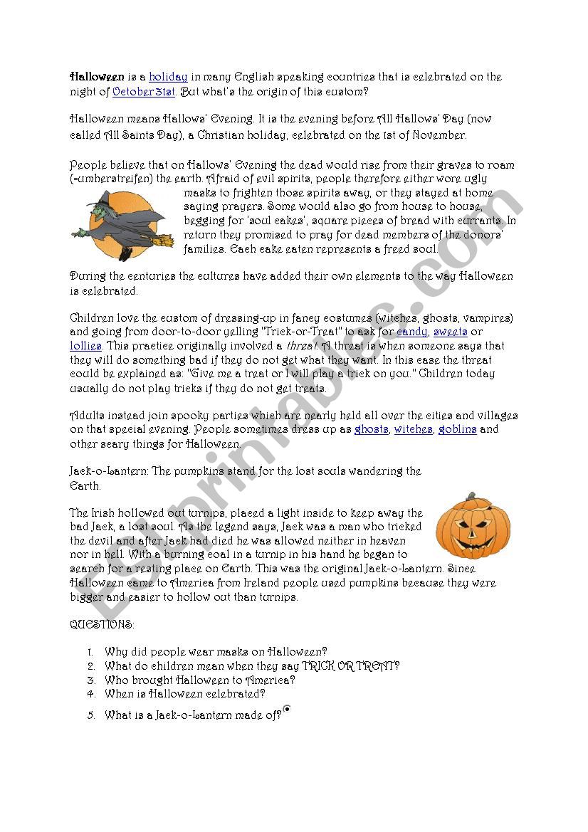 Halloween worksheet