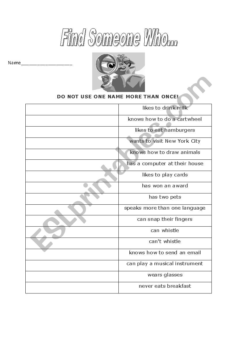 beginning of the year survey worksheet