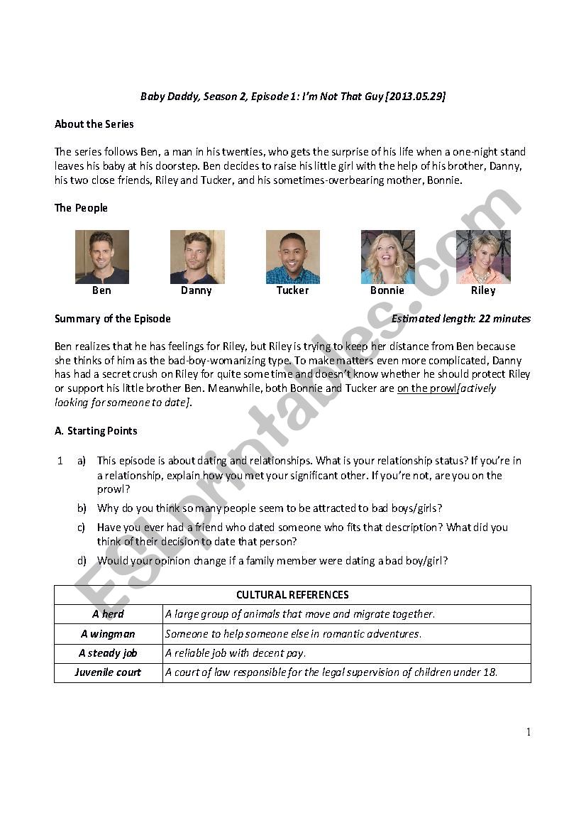 Baby Daddy - Im Not That Guy worksheet