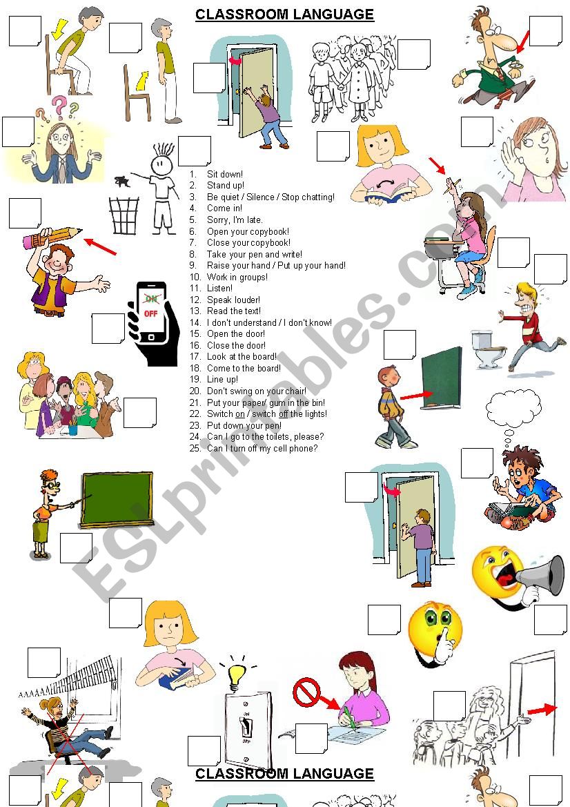 Classroom language worksheet