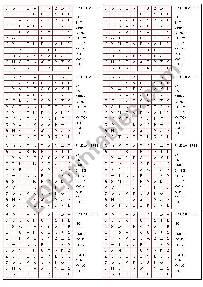 Routine verbs Word Search worksheet