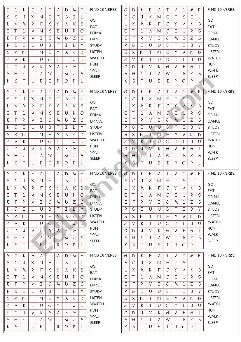 Routine verbs Word Search worksheet