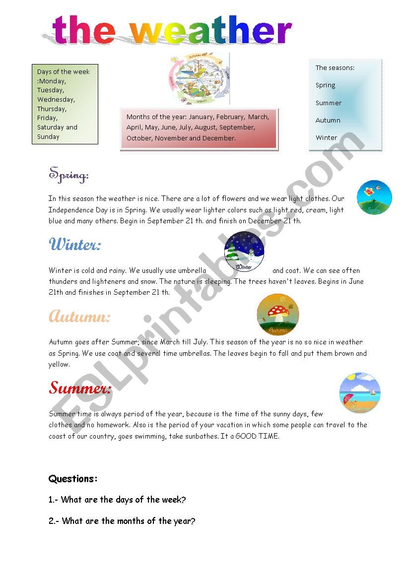 THE WEATHER worksheet