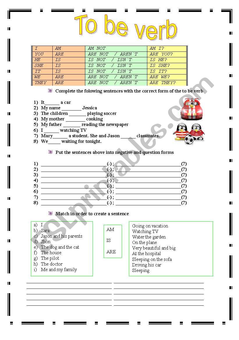 To Be Verb worksheet