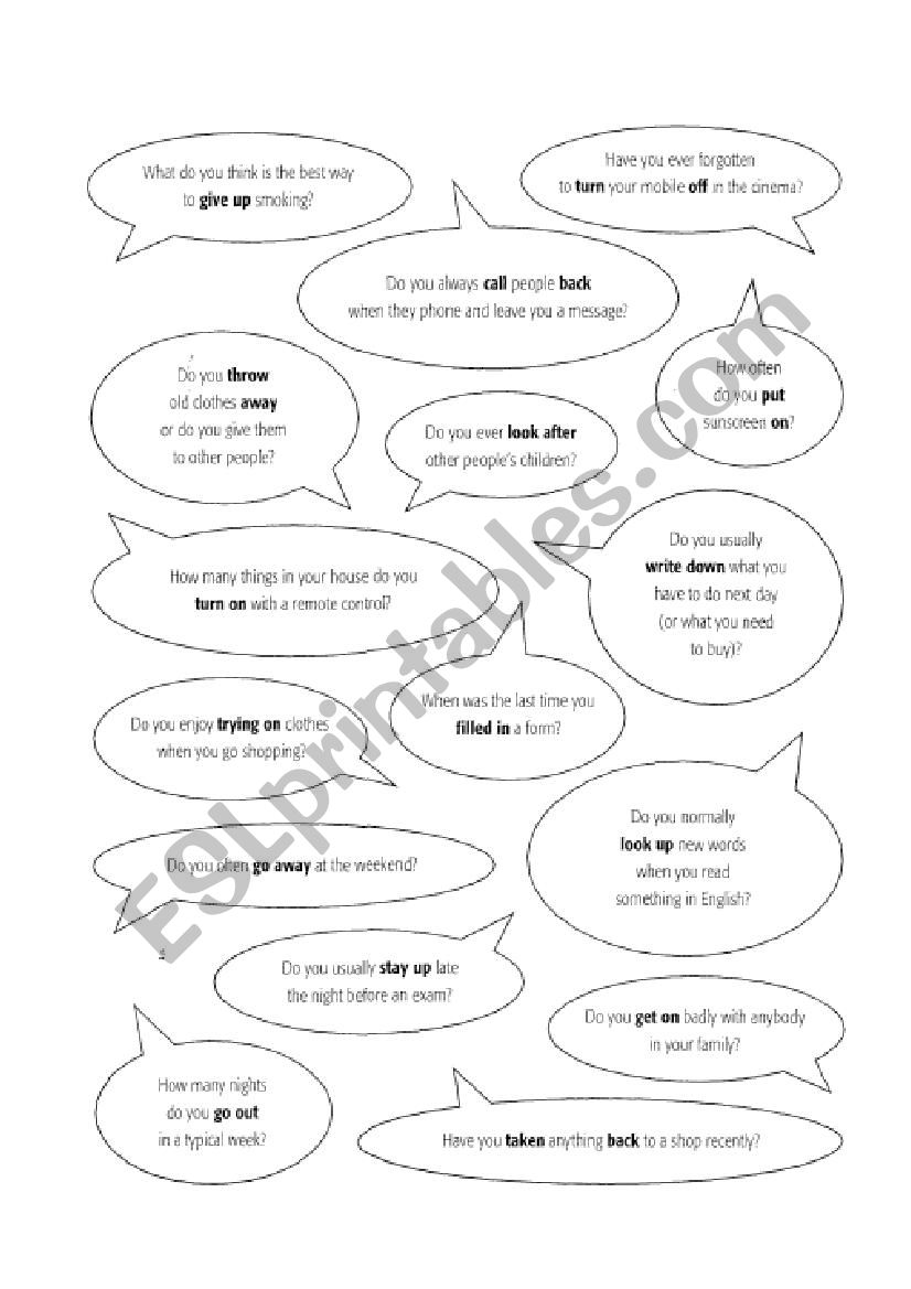 Phrasal verbs worksheet