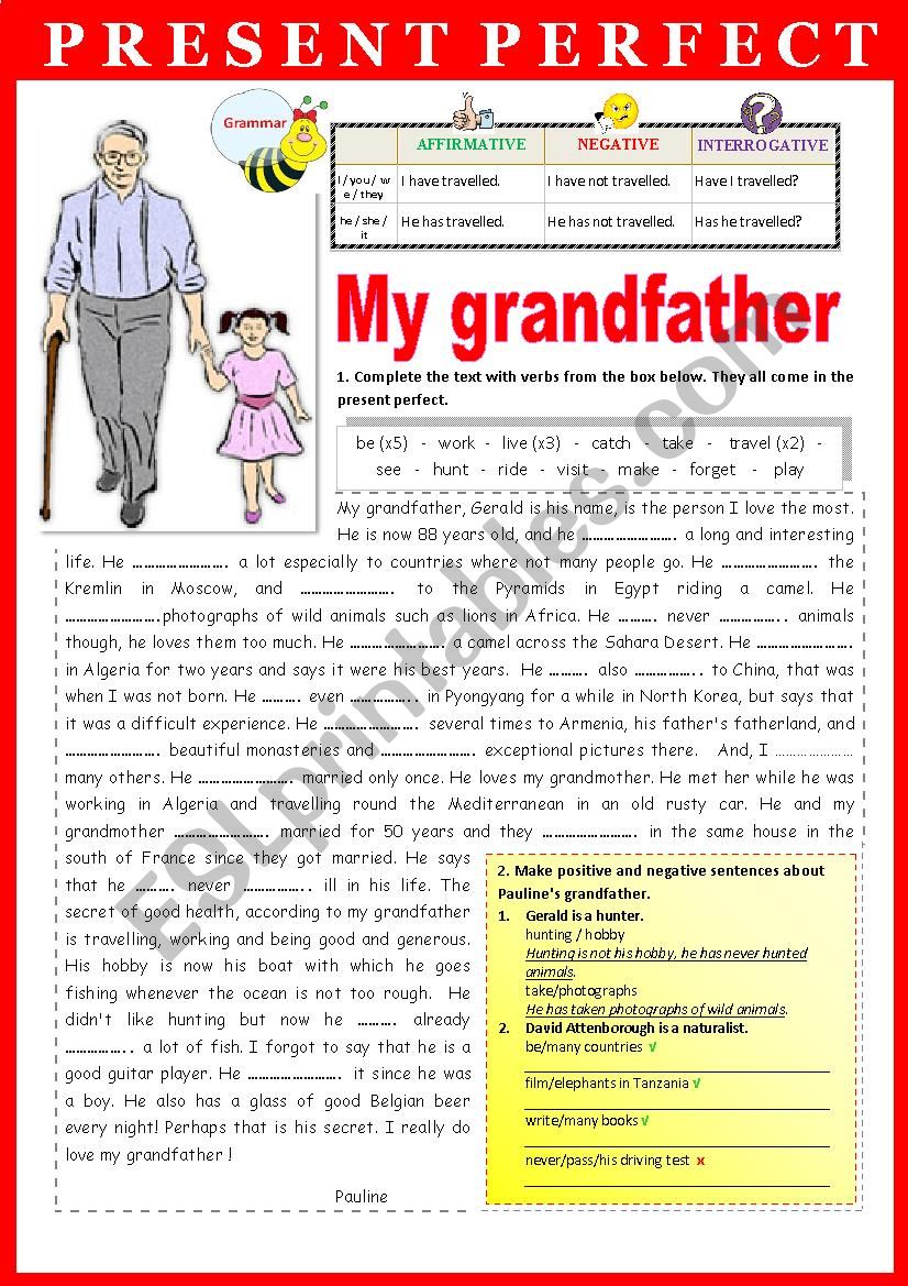 Grammar Ex My grandfather ! Present perfect + key