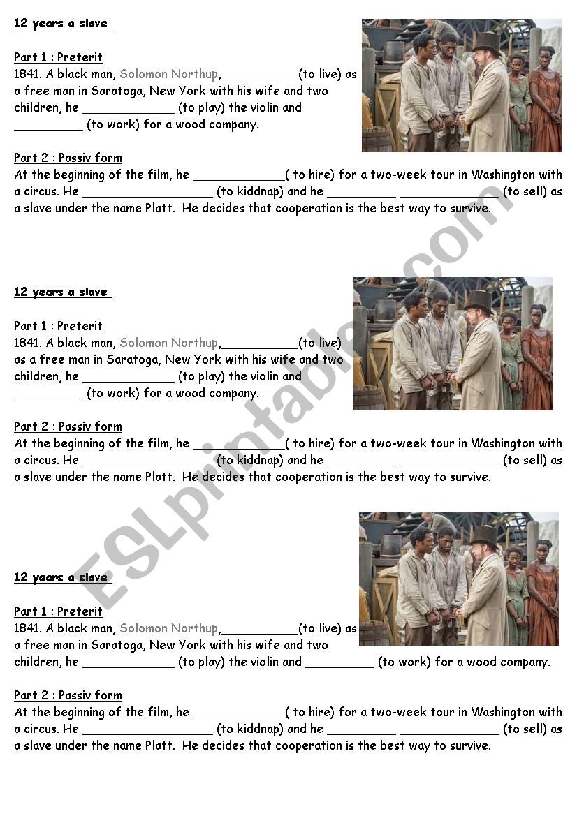 12 years a slave worksheet