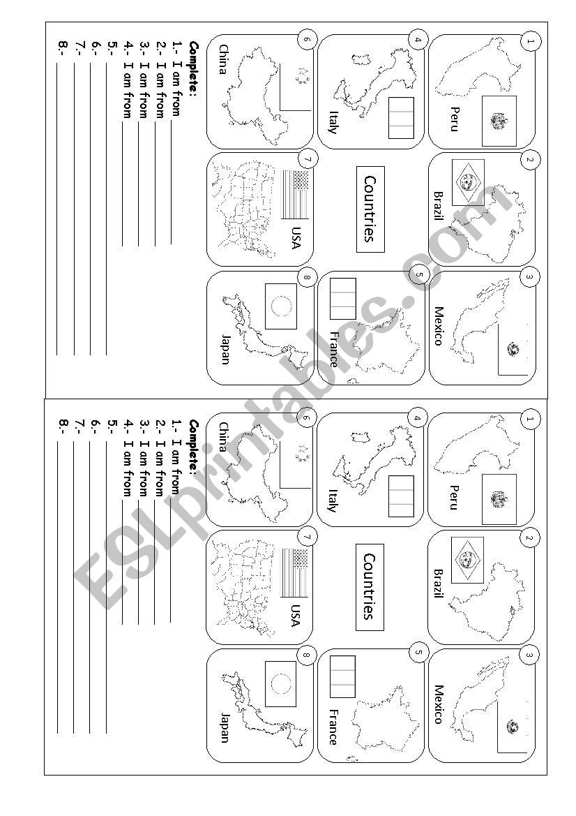 Countries worksheet