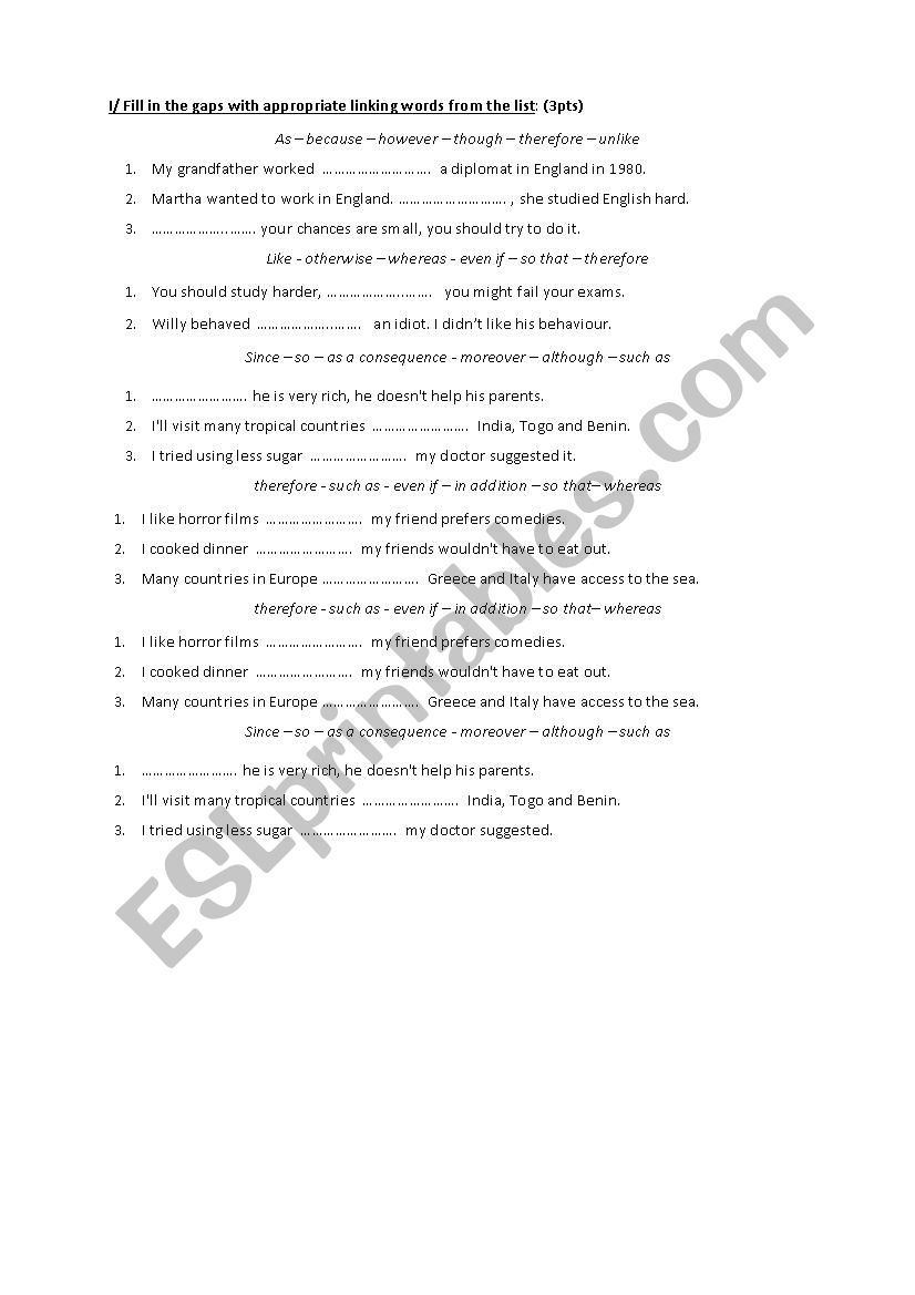 conjunctions practice worksheet