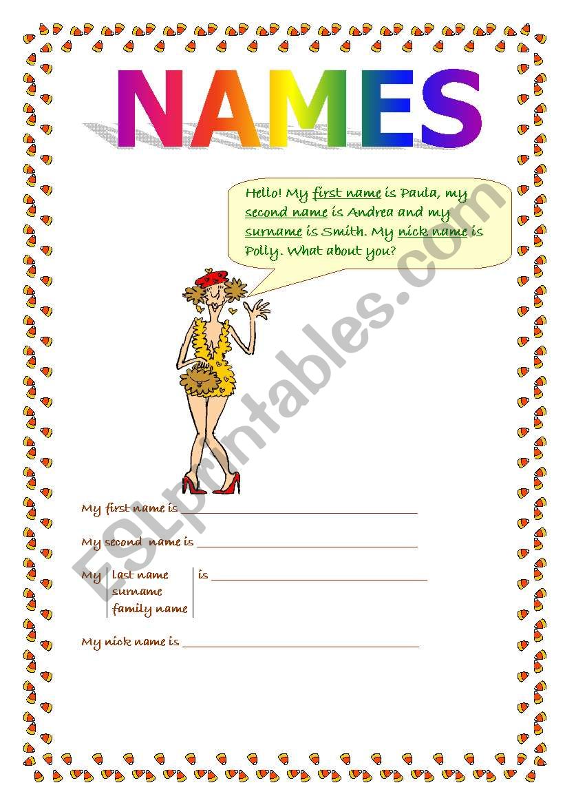 names 1 worksheet