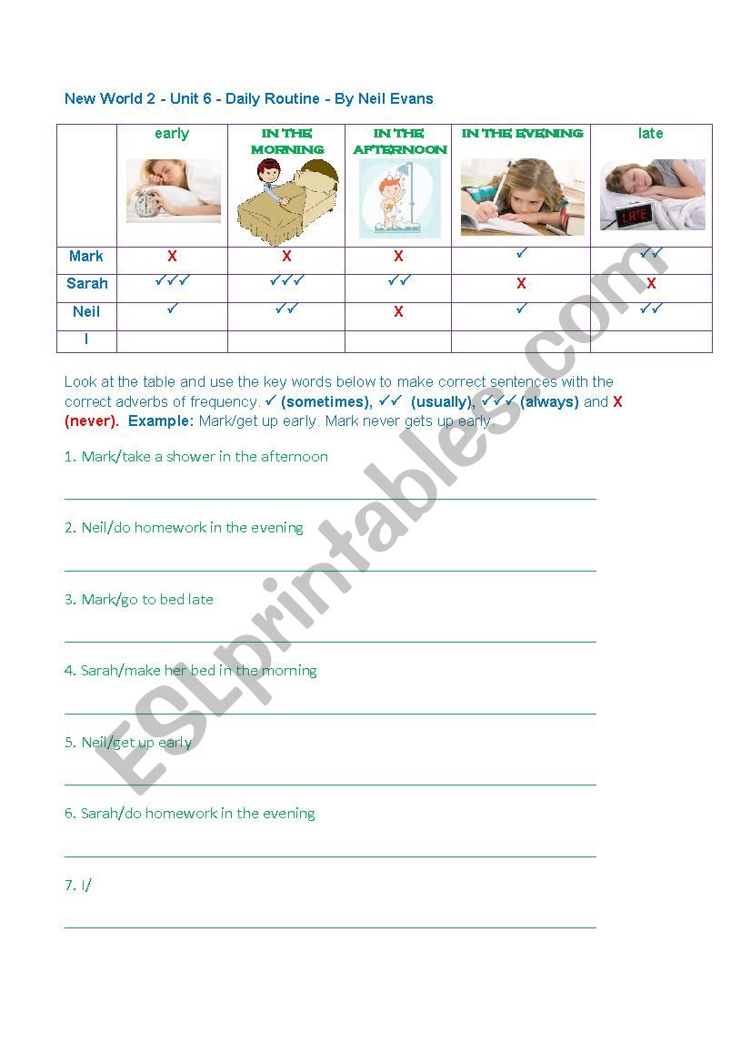 Daily Routine worksheet