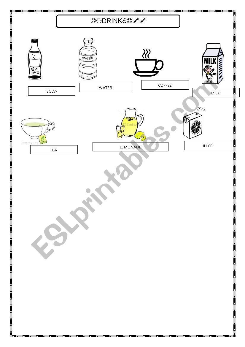 Food and drinks worksheet