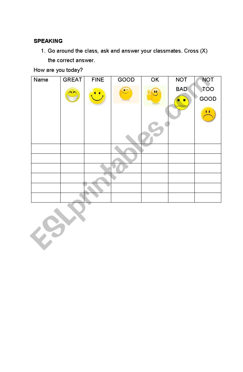 How are you? worksheet