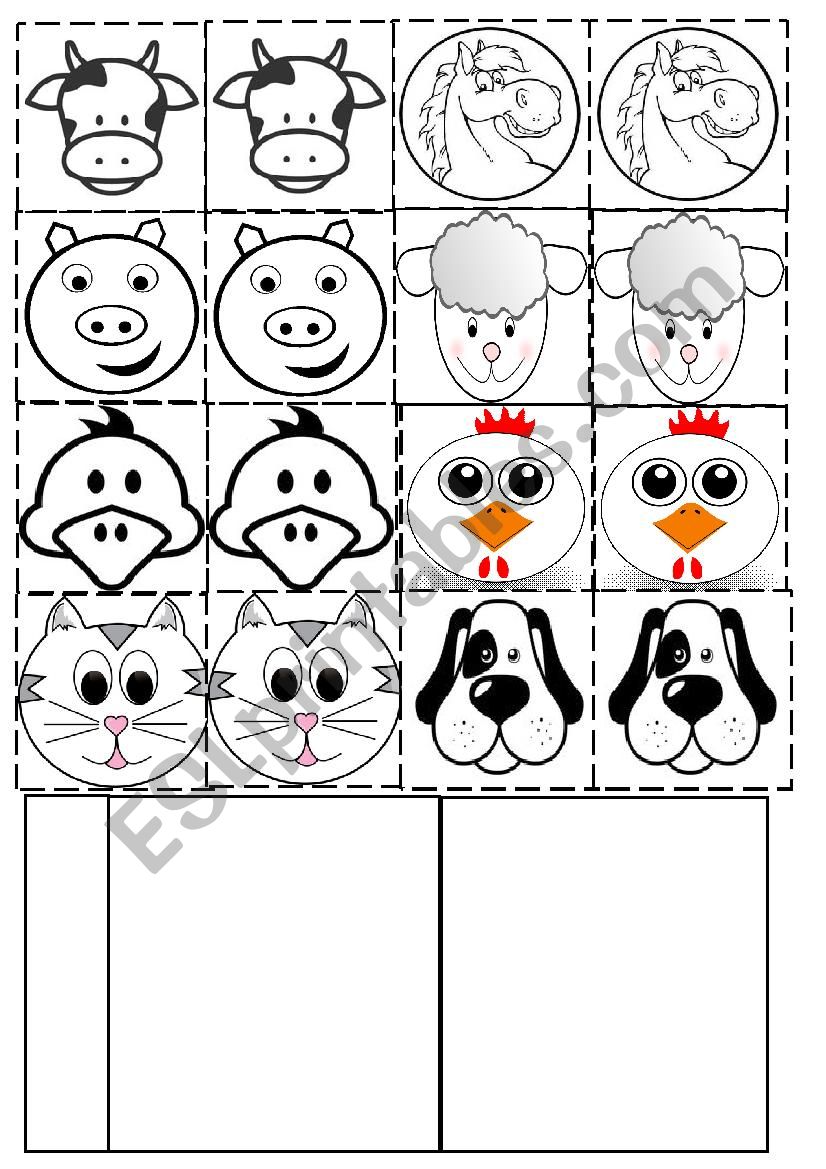 FARM ANIMALS MEMORY worksheet