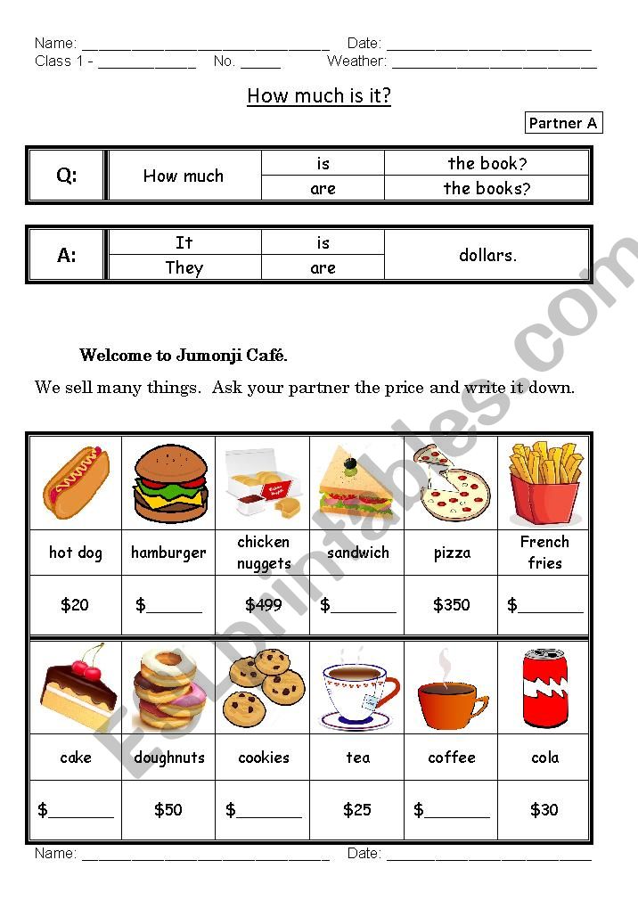 How Much Is It? worksheet