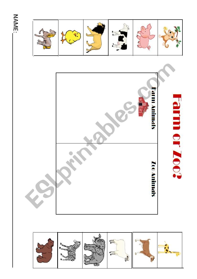 Farm or Zoo worksheet