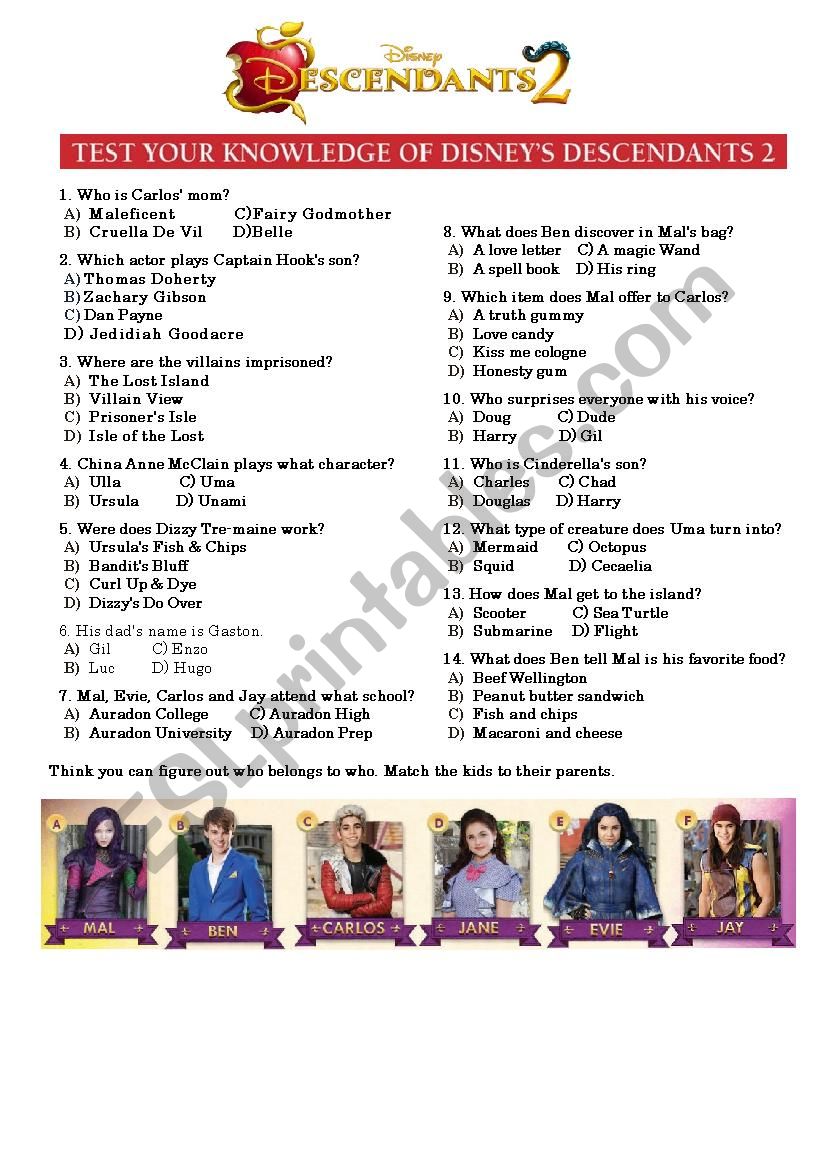 Descendants 2 - Movie worksheet