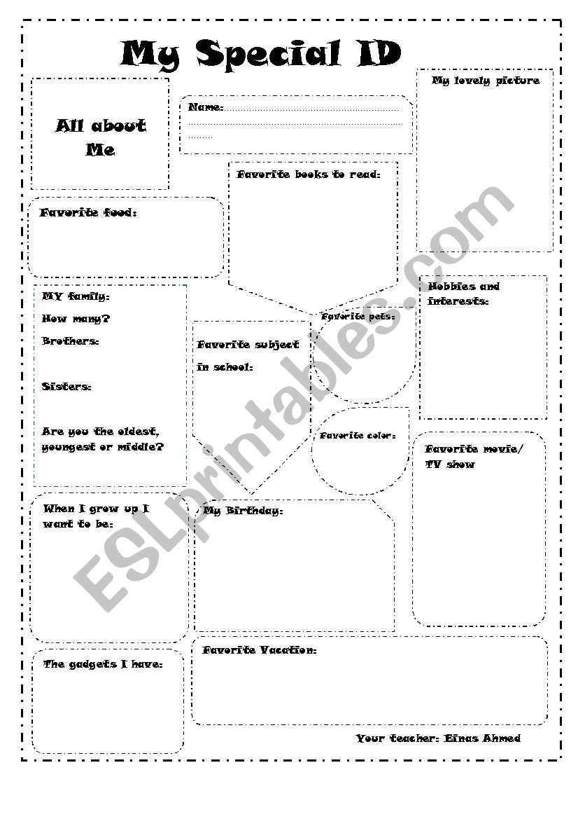 My special ID worksheet