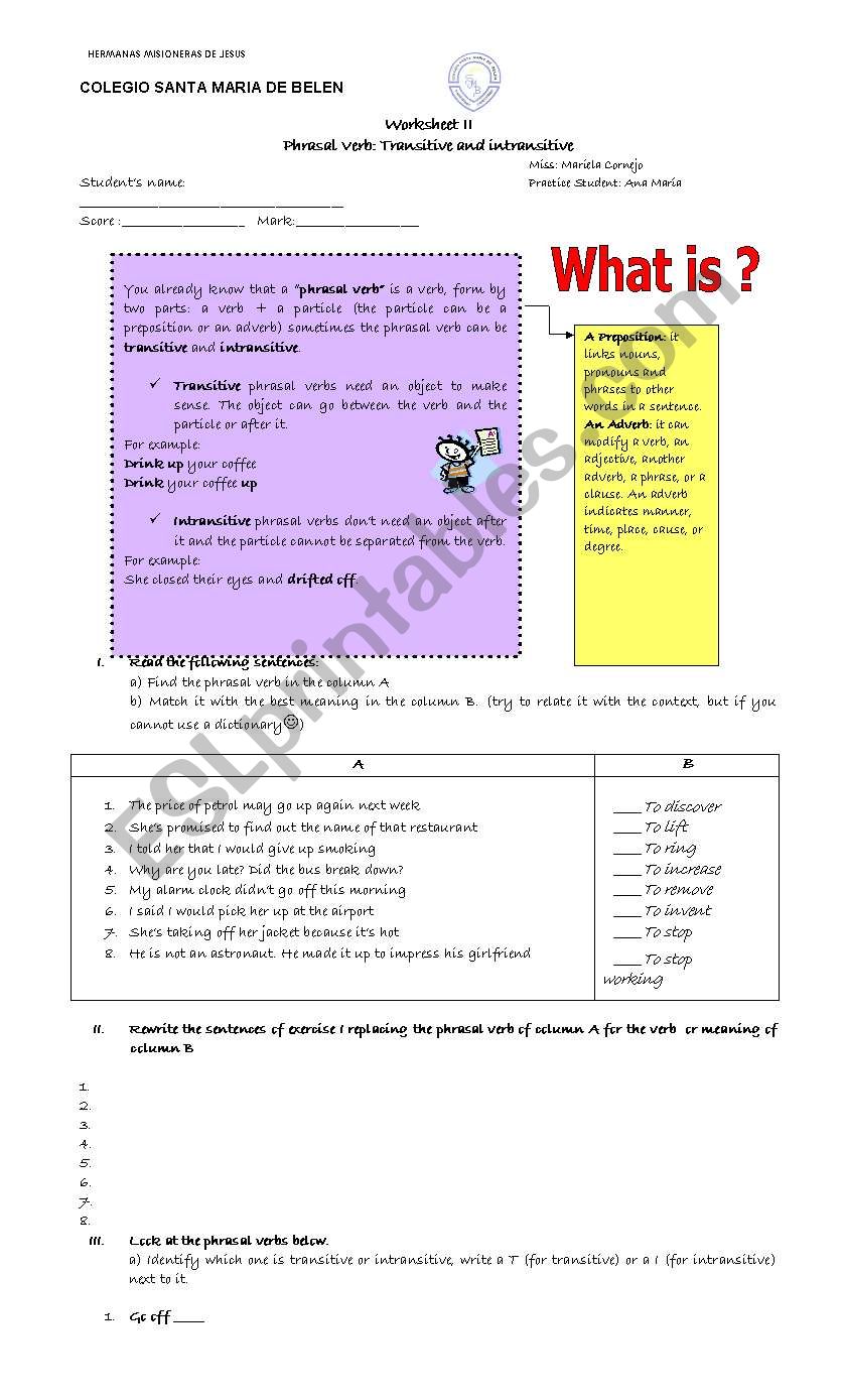 Phrasal verbs II worksheet