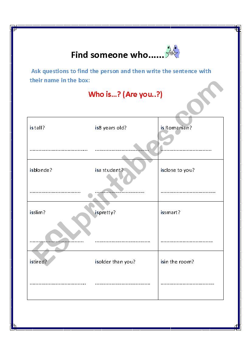 Find Someone who worksheet