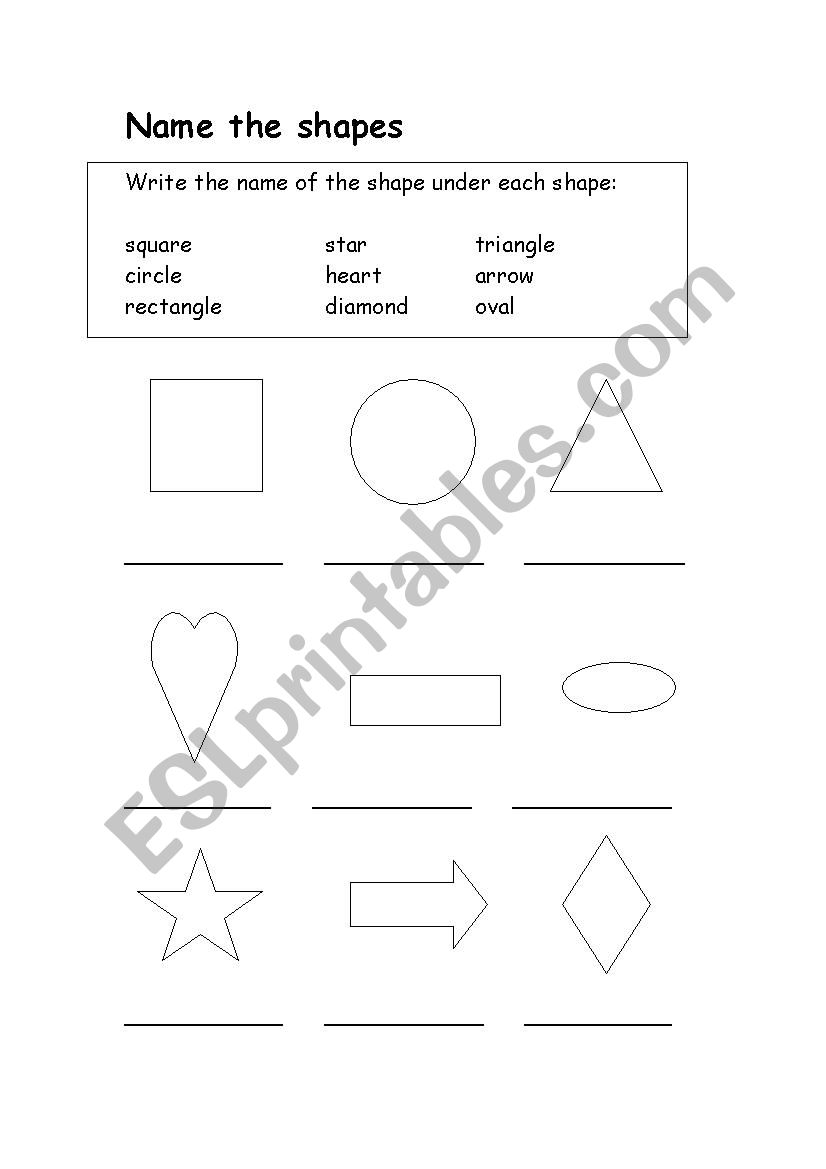 shape names worksheet