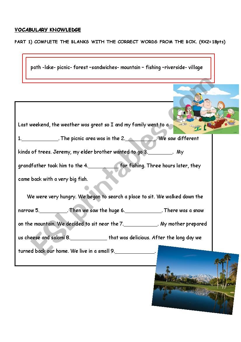 vocabulary knowledge  worksheet