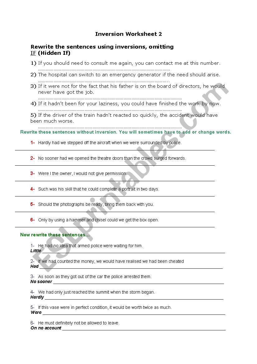 Inversion worksheet