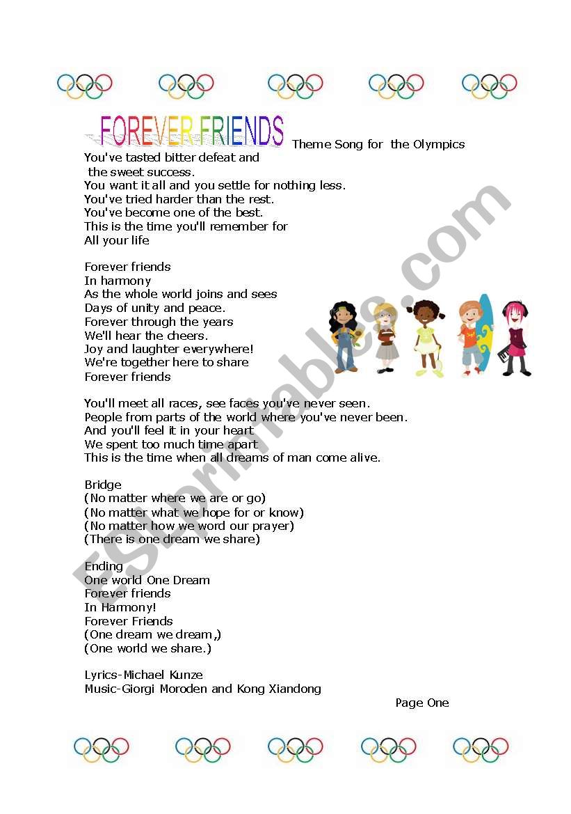THE OLYMPIC THEME SONG  Page One