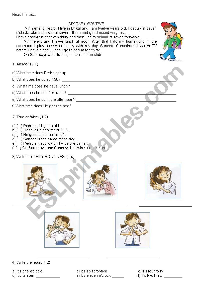 Daily Routine worksheet