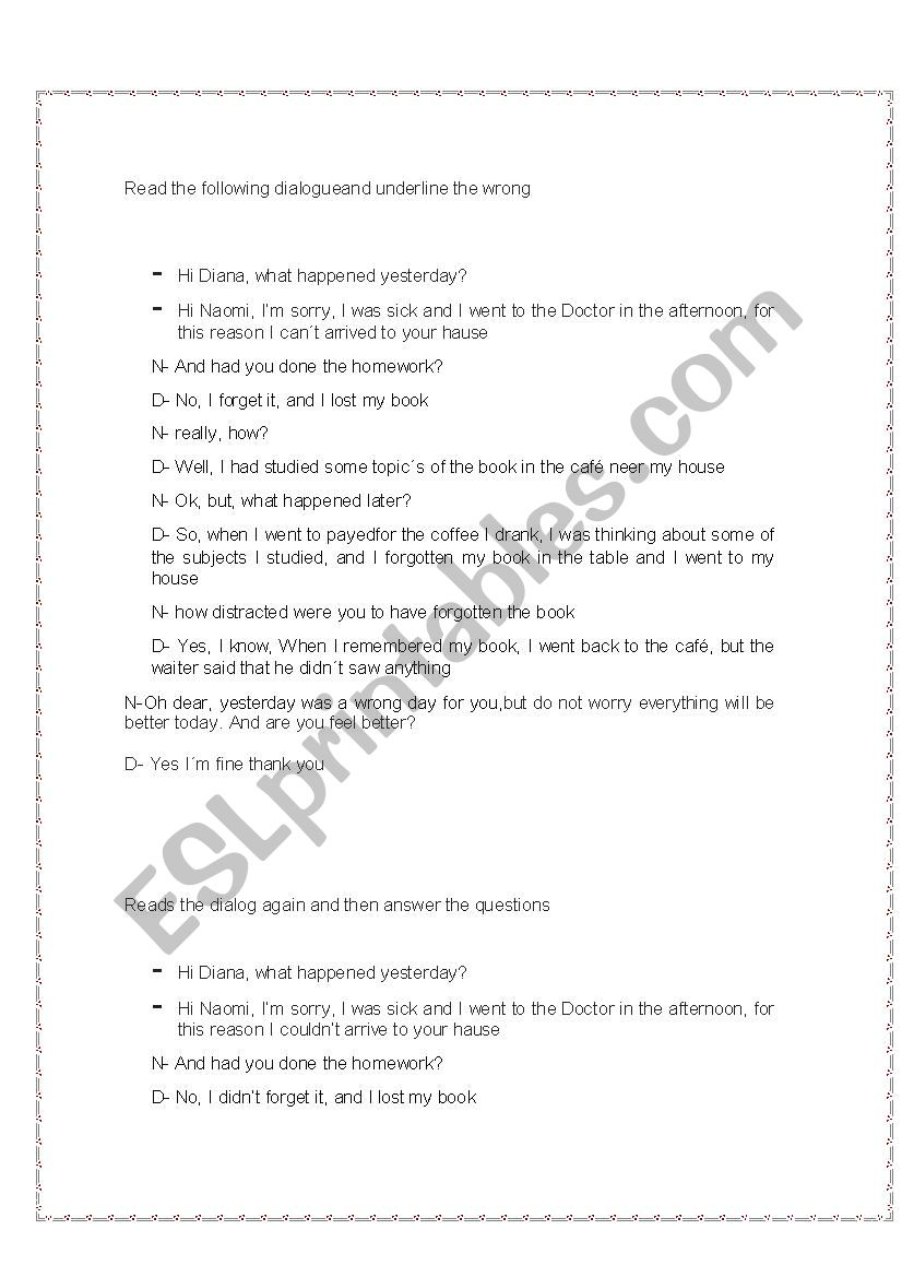 Simple past worksheet