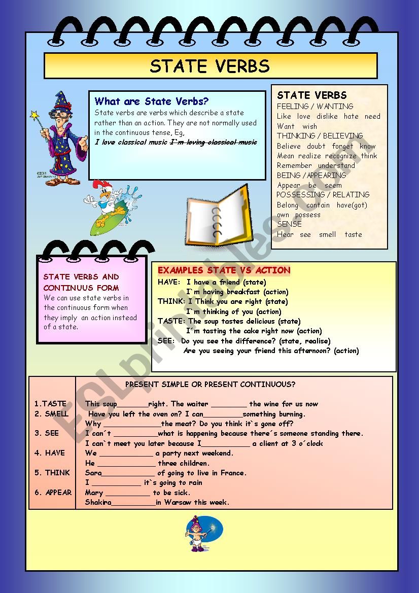 STATE VERBS worksheet