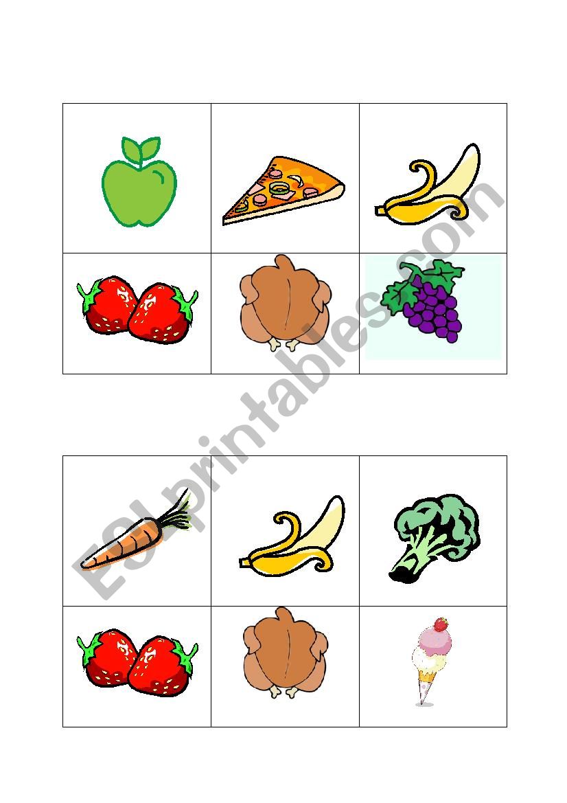 FOOD BINGO worksheet