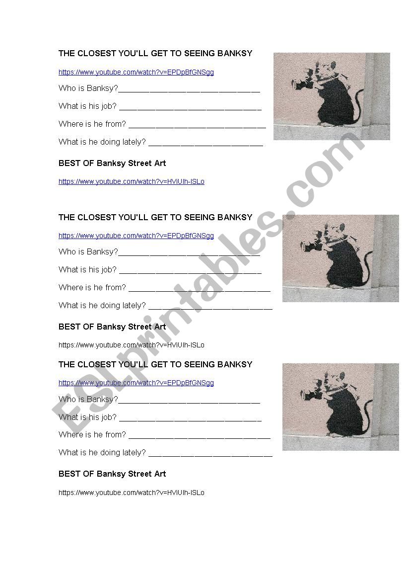 BANKSY worksheet